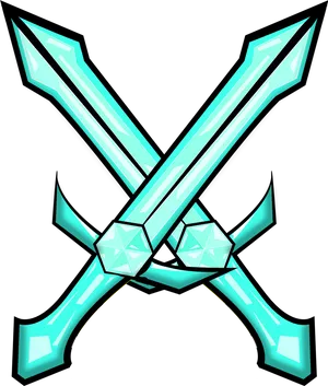 Crossed Diamond Swords Illustration PNG Image