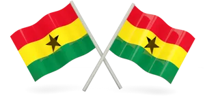 Crossed Ghana Flags PNG Image