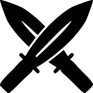 Crossed Swords Black Silhouette PNG Image