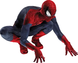 Crouching Spider Man Pose PNG Image