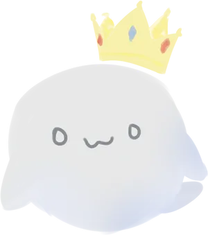 Crowned Cartoon Ghost PNG Image