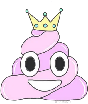 Crowned Cartoon Poop Emoji PNG Image