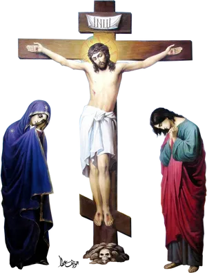 Crucifixionof Jesuswith Maryand John PNG Image