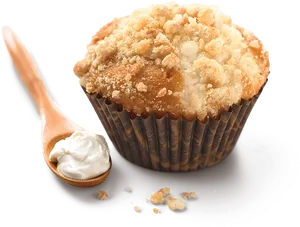 Crumbly Top Muffinwith Cream PNG Image