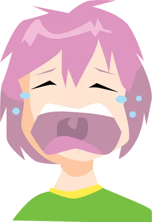 Crying Purple Haired Character PNG Image