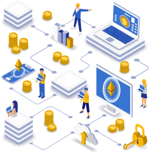 Cryptocurrency Blockchain Network Illustration PNG Image