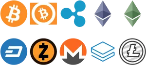 Cryptocurrency Logos Collection PNG Image