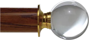 Crystal Ballwith Wooden Handle PNG Image