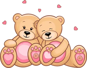 Cuddling Teddy Bears Valentines PNG Image