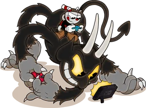 Cuphead_and_ Mugman_ Versus_ Boss PNG Image