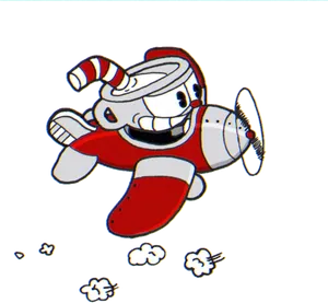 Cuphead Character Flying Action PNG Image