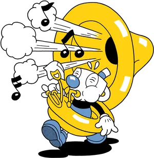 Cuphead Character Playing Trumpet PNG Image