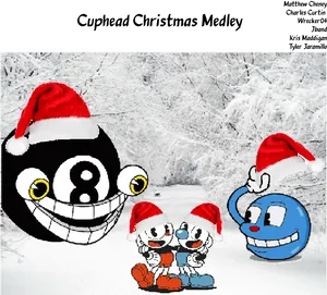 Cuphead Christmas Medley Santa Hats PNG Image