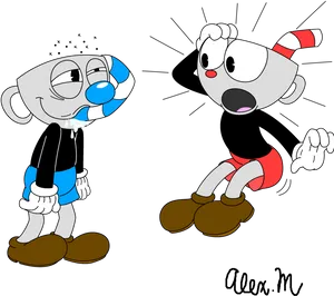 Cupheadand Mugman Characters PNG Image