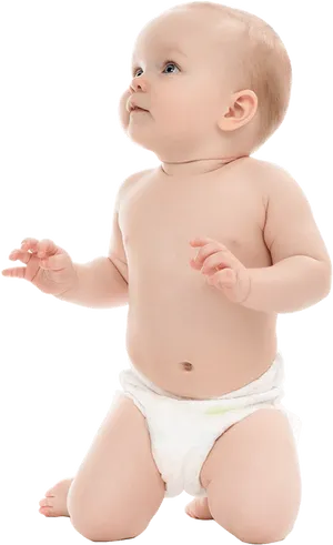 Curious Babyin Diaper PNG Image