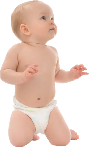 Curious Babyin Diaper PNG Image