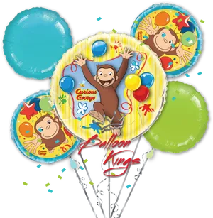 Curious George Balloon Bouquet PNG Image