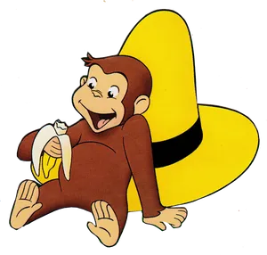 Curious George Eating Banana PNG Image