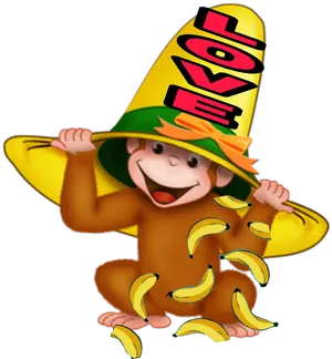 Curious George Fiesta Hat Bananas PNG Image