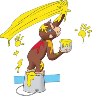 Curious George Painting Mishap PNG Image