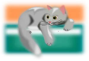 Curious Gray Cat Illustration PNG Image