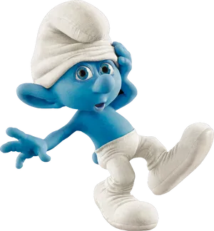 Curious Smurf Character Pose PNG Image