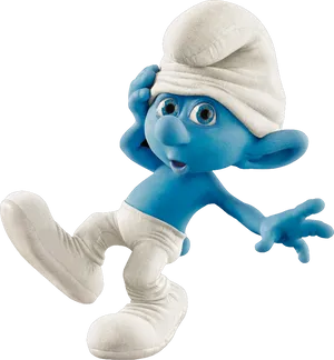 Curious Smurf Listening Pose PNG Image