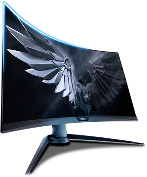 Curved Gaming Monitor Aorus Design PNG Image