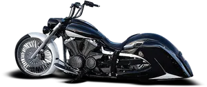 Custom Black Chopper Motorcycle PNG Image