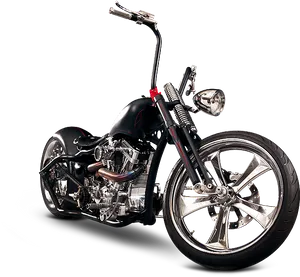 Custom Black Chopper Motorcycle.png PNG Image