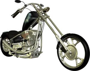 Custom Black Chopper Motorcycle PNG Image