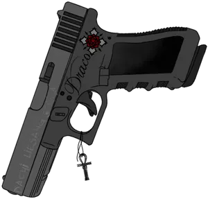 Custom Engraved Glock Pistol PNG Image