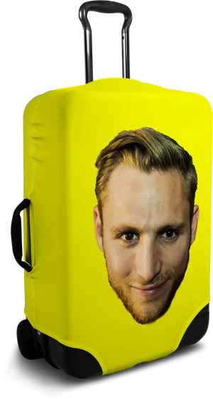 Custom Face Yellow Suitcase PNG Image