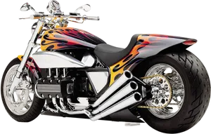 Custom Flame Paint Motorcycle PNG Image