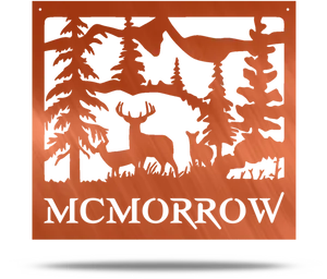 Custom Forest Deer Metal Wall Art Mc Morrow PNG Image