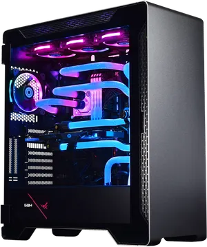 Custom Gaming P Cwith R G B Lightingand Water Cooling PNG Image