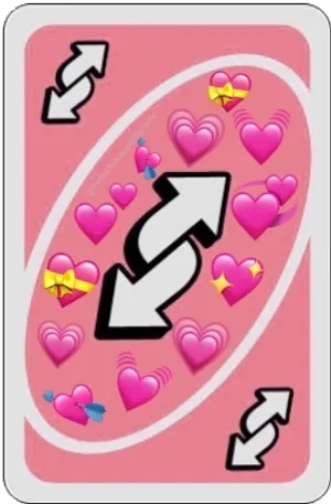 Custom Heart Embellished Uno Reverse Card PNG Image