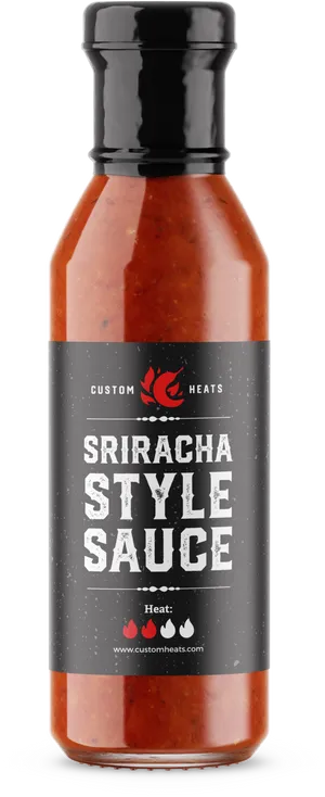 Custom Heats Sriracha Style Sauce Bottle PNG Image