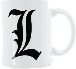 Custom Printed Letter L Mug PNG Image