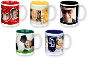 Custom Printed Mugs Variety PNG Image