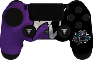 Custom Purple Black P S4 Controllerwith Decal PNG Image