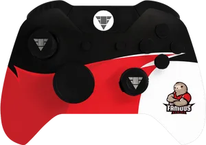 Custom Red Black Gaming Controller PNG Image