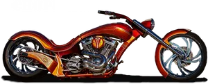 Custom Red Chopper Motorcycle PNG Image