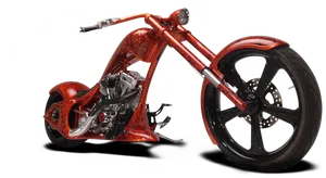 Custom Red Chopper Motorcycle PNG Image