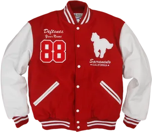 Custom Red White Varsity Jacket88 PNG Image