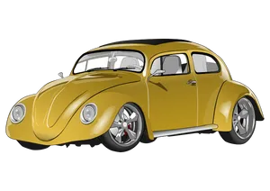 Custom Yellow Beetle Car Illustration PNG Image