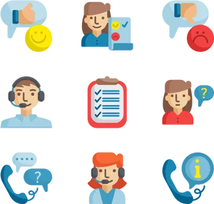 Customer Support Icons Set PNG Image