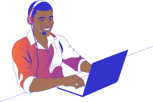 Customer Support Professional Working PNG Image