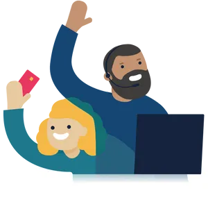 Customer Support Team Celebration PNG Image