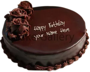 Customizable Chocolate Birthday Cake PNG Image